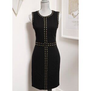 HALOGEN Black Studded Mini Dress
